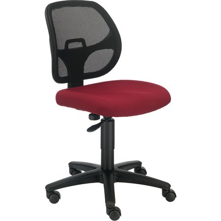 GLOBAL INDUSTRIAL Armless Mesh Back Office Chair, Fabric, Red 695644RD